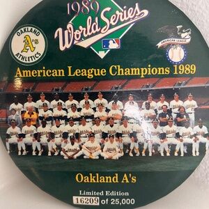 1989 World Series Oakland A's Baseball 6" Photo Button Limited Edition